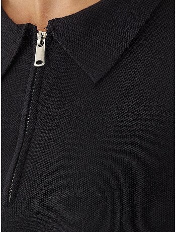 Suéter con cuello polo y cremallera