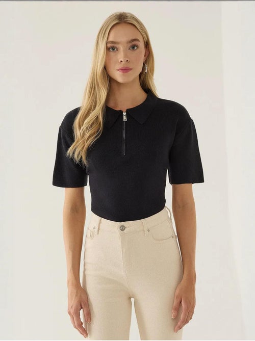 Suéter con cuello polo y cremallera - Kiabi Suéter con cuello polo y cremallera - Kiabi