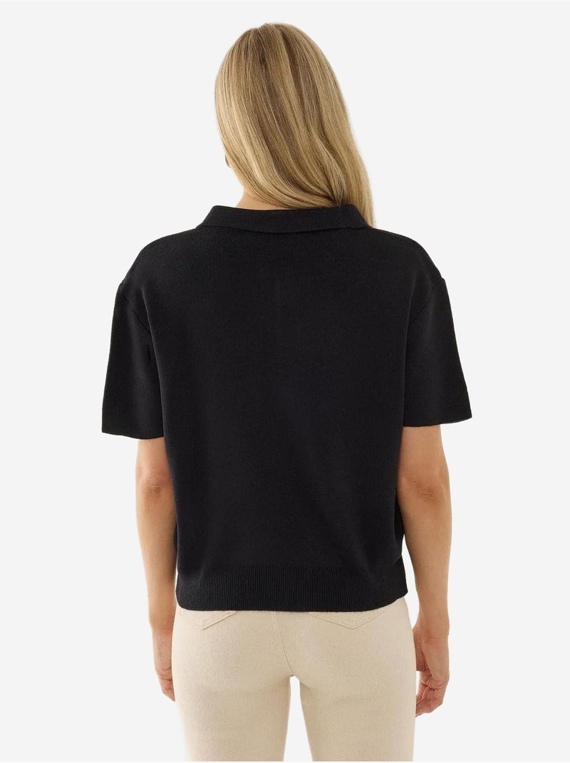 Suéter con cuello polo y cremallera Gris antracita - Kiabi