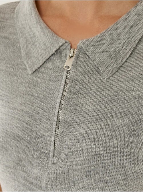 Suéter con cuello polo y cremallera - Kiabi Suéter con cuello polo y cremallera - Kiabi