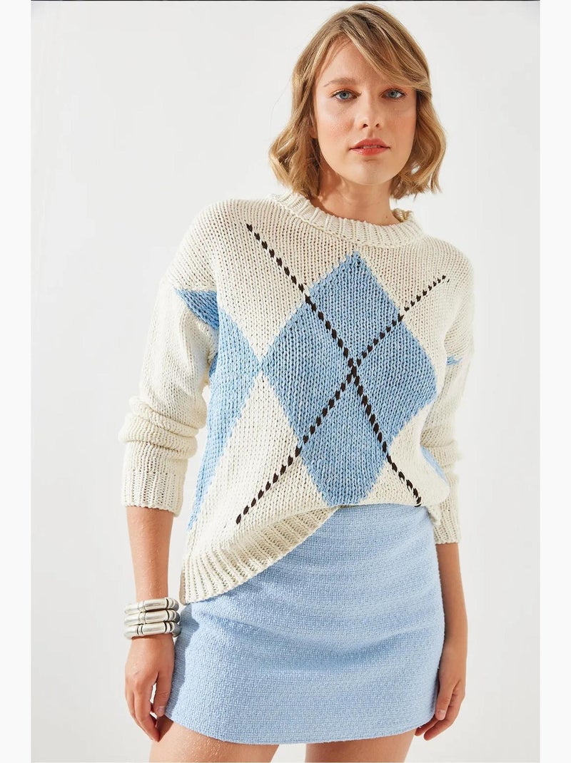 Suéter con estampado de rombos lucci Azul cielo - Kiabi