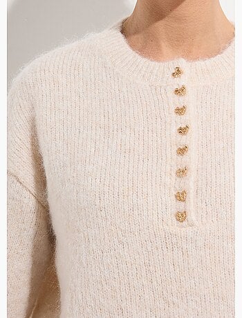 Suéter con lana y pequeños botones metálicos. - AFIBEL