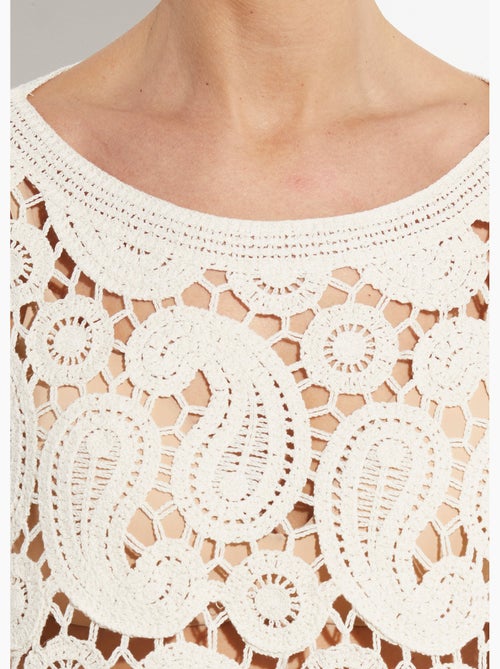 Suéter corto de crochet calado con cuello redondo - AFIBEL - Kiabi