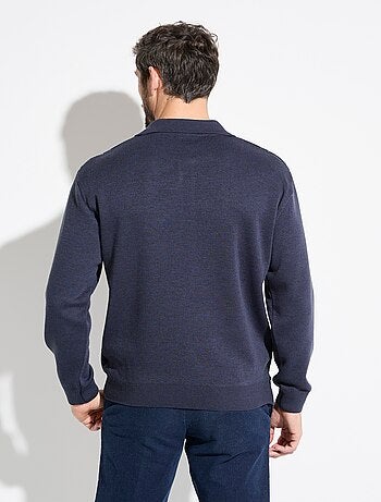 Suéter de cuello alto con botones y manga larga de lana jacquard - Afibel