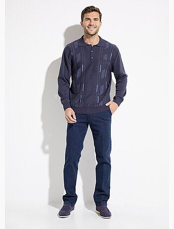 Suéter de cuello alto con botones y manga larga de lana jacquard - Afibel