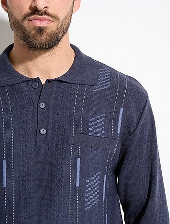 Suéter de cuello alto con botones y manga larga de lana jacquard - Afibel