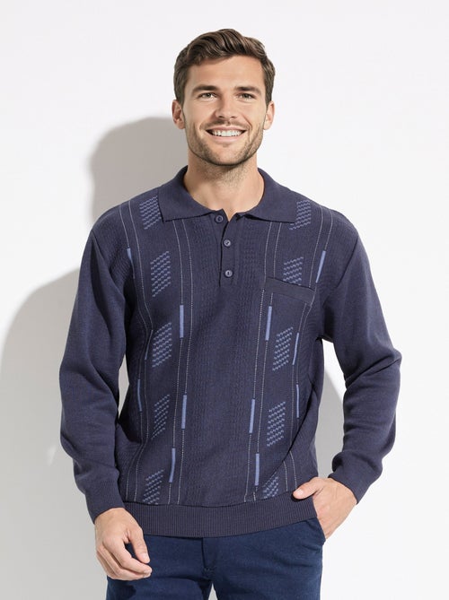 Suéter de cuello alto con botones y manga larga de lana jacquard - Afibel - Kiabi Suéter de cuello alto con botones y manga larga de lana jacquard - Afibel - Kiabi