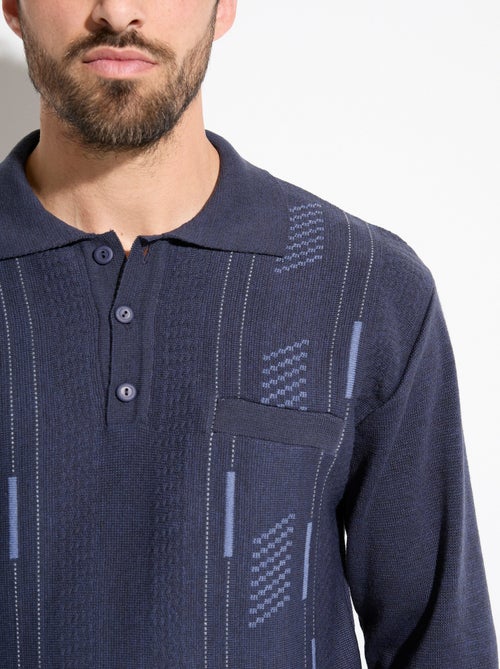Suéter de cuello alto con botones y manga larga de lana jacquard - Afibel - Kiabi Suéter de cuello alto con botones y manga larga de lana jacquard - Afibel - Kiabi