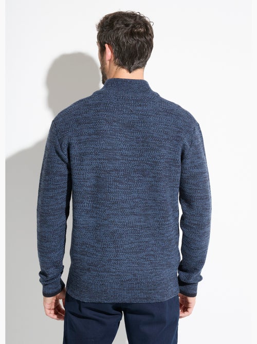 Suéter de cuello alto con cremallera en punto de lana jaspeada - Afibel - Kiabi