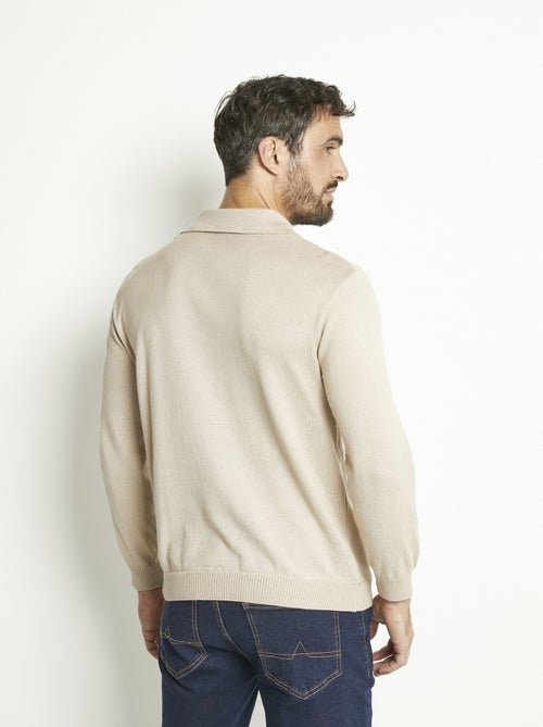 Suéter de cuello alto con cremallera y manga larga de algodón jacquard - Afibel - Kiabi