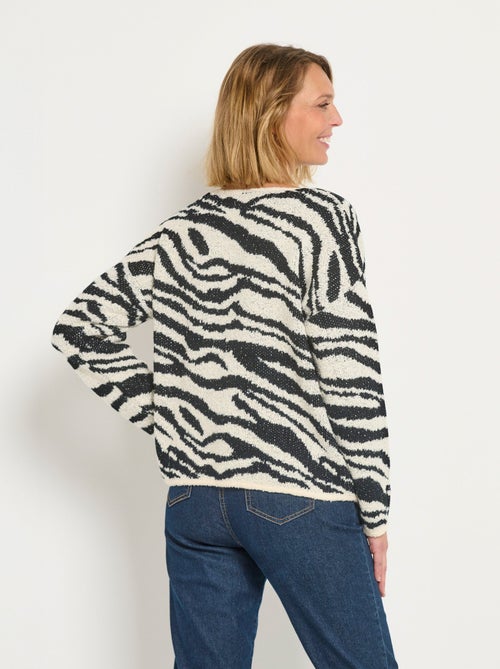 Suéter de cuello en V con estampado de cebra esponjoso - AFIBEL - Kiabi