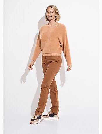 Suéter de cuello redondo acanalado sin sisas cuadradas - Afibel