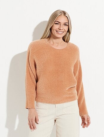 Suéter de cuello redondo acanalado sin sisas cuadradas