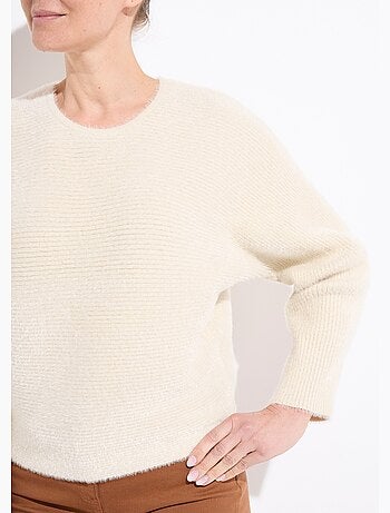 Suéter de cuello redondo acanalado sin sisas cuadradas