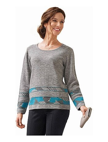 Suéter de cuello redondo con diseño geométrico elegante - AFIBEL