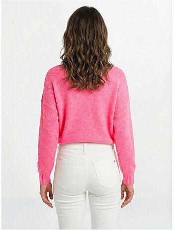 Suéter de cuello redondo con estampado de corazones a rayas y lana - AFIBEL