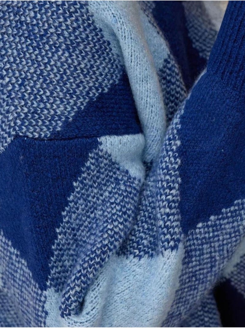 Suéter de cuello redondo con estampado de diamantes Azul claro - Kiabi