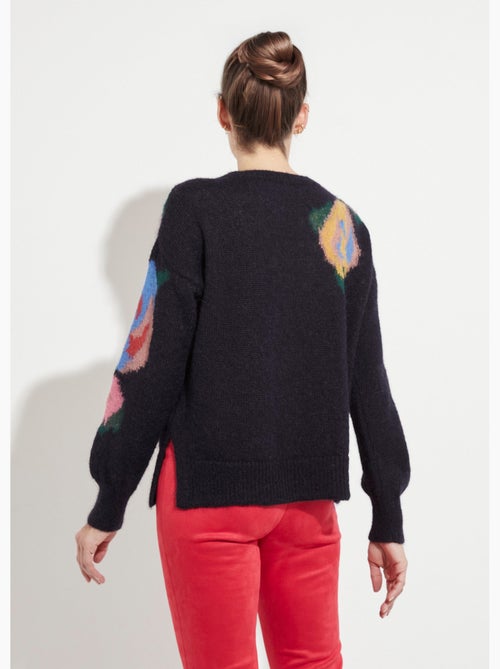 Suéter de cuello redondo con mohair jacquard floral - Afibel - Kiabi