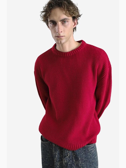 Suéter de cuello redondo de punto acanalado de ajuste cómodo giesto - Kiabi Suéter de cuello redondo de punto acanalado de ajuste cómodo giesto - Kiabi