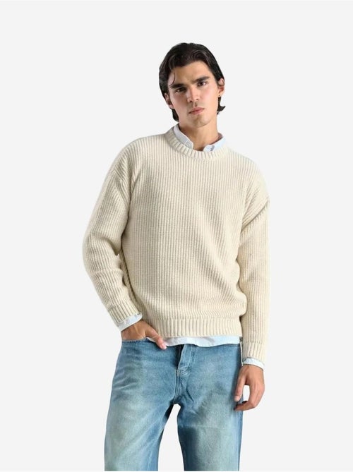 Suéter de cuello redondo de punto acanalado grueso giesto - Kiabi Suéter de cuello redondo de punto acanalado grueso giesto - Kiabi