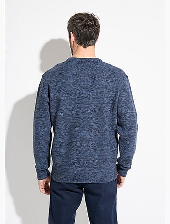 Suéter de cuello redondo de punto jaspeado de lana de manga larga - Afibel