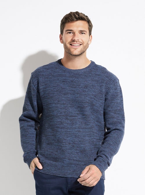 Suéter de cuello redondo de punto jaspeado de lana de manga larga - Afibel - Kiabi