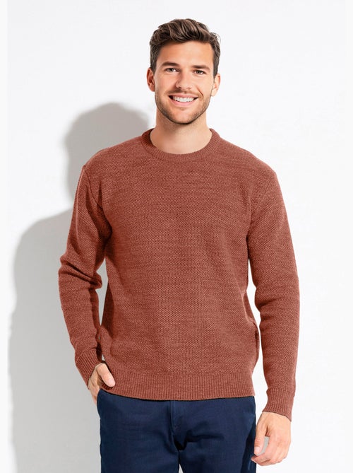 Suéter de cuello redondo de punto jaspeado de lana de manga larga - Afibel - Kiabi