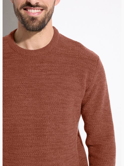 Suéter de cuello redondo de punto jaspeado de lana de manga larga - Afibel - Kiabi