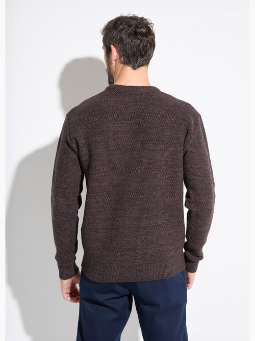 Suéter de cuello redondo de punto jaspeado de lana de manga larga - Afibel - Kiabi