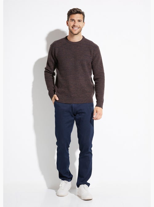 Suéter de cuello redondo de punto jaspeado de lana de manga larga - Afibel - Kiabi