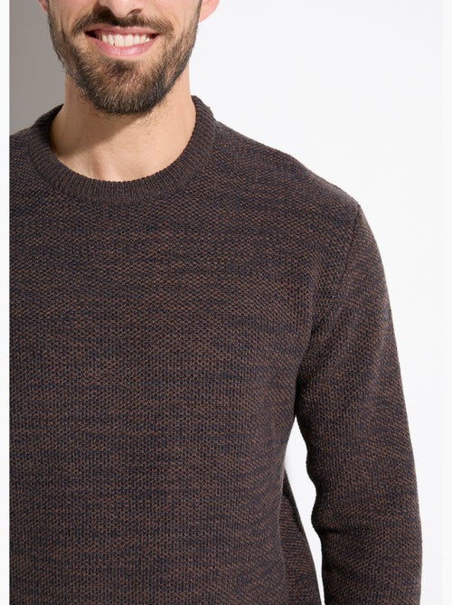 Suéter de cuello redondo de punto jaspeado de lana de manga larga - Afibel - Kiabi