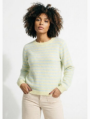 Suéter de lana a rayas con espalda abotonada - AFIBEL