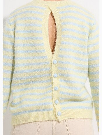 Suéter de lana a rayas con espalda abotonada - AFIBEL