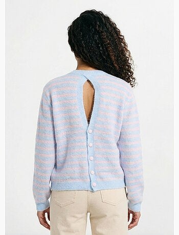 Suéter de lana a rayas con espalda abotonada - AFIBEL