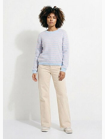 Suéter de lana a rayas con espalda abotonada - AFIBEL