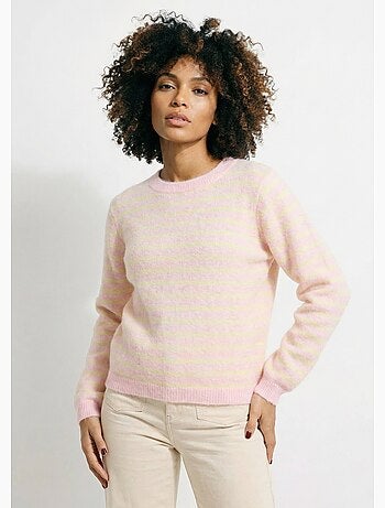 Suéter de lana a rayas con espalda abotonada - AFIBEL