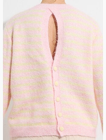 Suéter de lana a rayas con espalda abotonada - AFIBEL