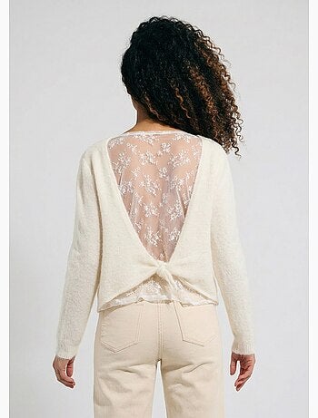 Suéter de lana con detalle de encaje en la espalda - AFIBEL