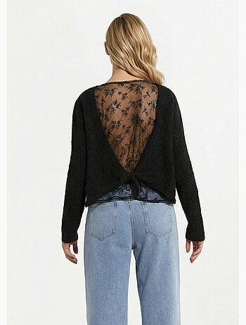 Suéter de lana con detalle de encaje en la espalda - AFIBEL