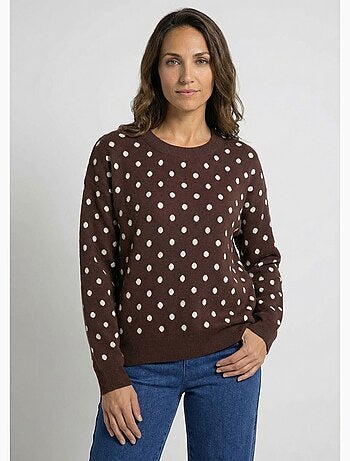 Suéter de lunares con cuello redondo, punto jacquard - AFIBEL