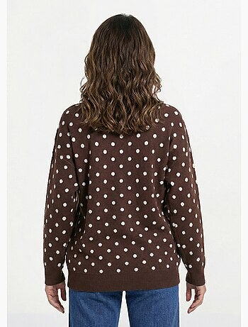 Suéter de lunares con cuello redondo, punto jacquard - AFIBEL
