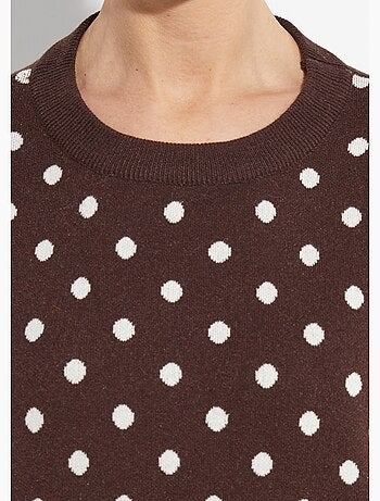 Suéter de lunares con cuello redondo, punto jacquard - AFIBEL