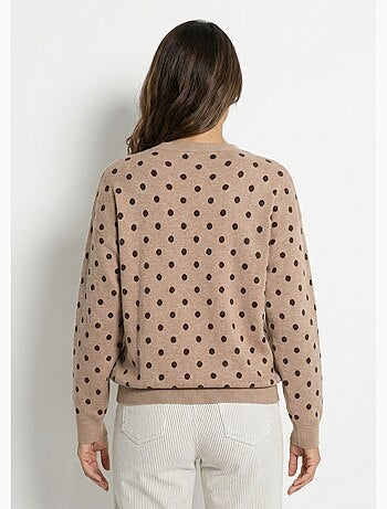 Suéter de lunares con cuello redondo, punto jacquard - AFIBEL