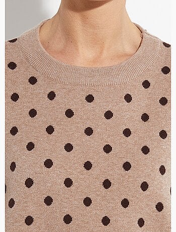Suéter de lunares con cuello redondo, punto jacquard - AFIBEL