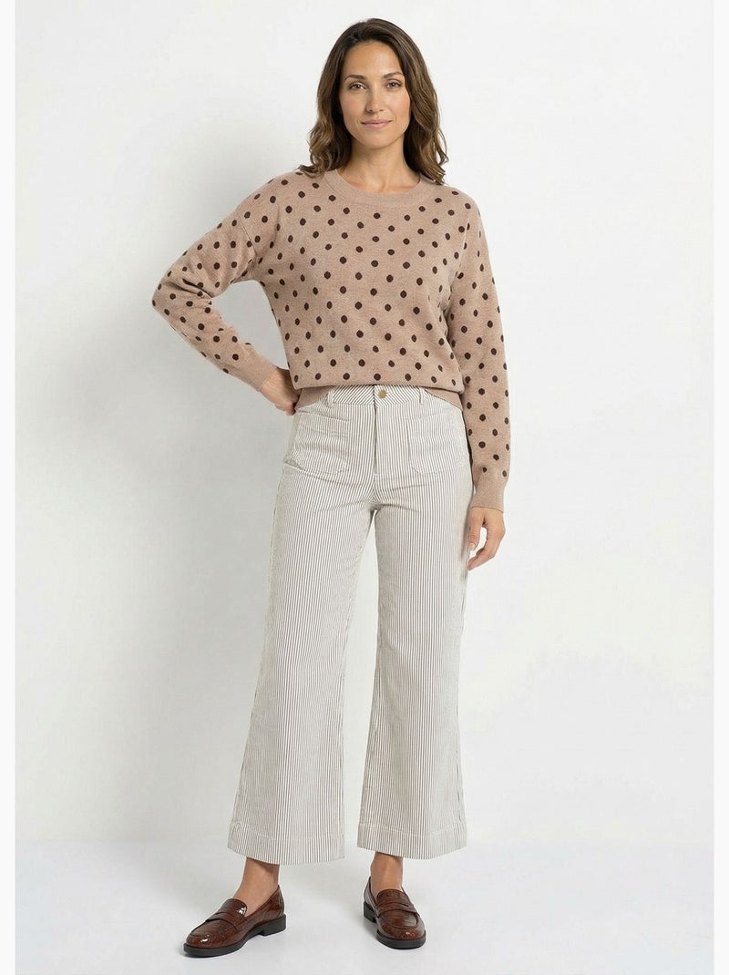 Suéter de lunares con cuello redondo, punto jacquard - AFIBEL Taupe - Kiabi