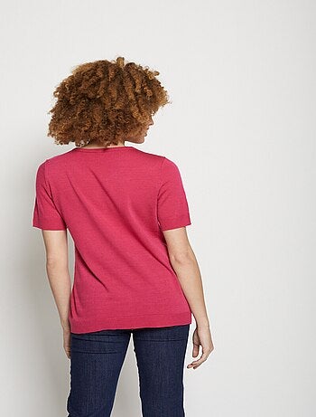 Suéter de manga corta bordado - AFIBEL