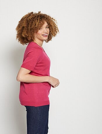 Suéter de manga corta bordado - AFIBEL