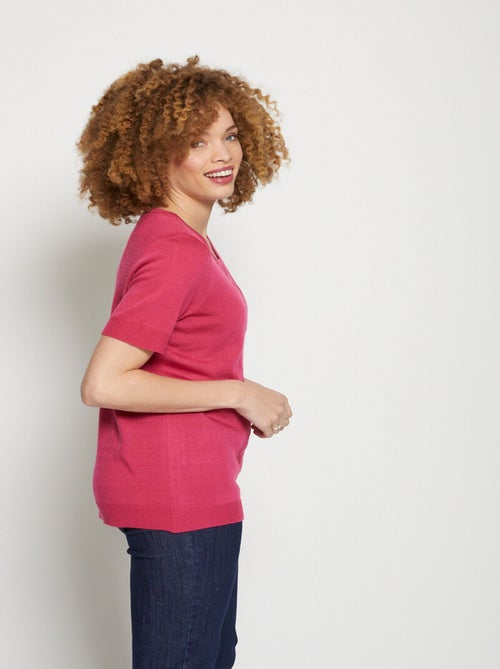 Suéter de manga corta bordado - AFIBEL - Kiabi