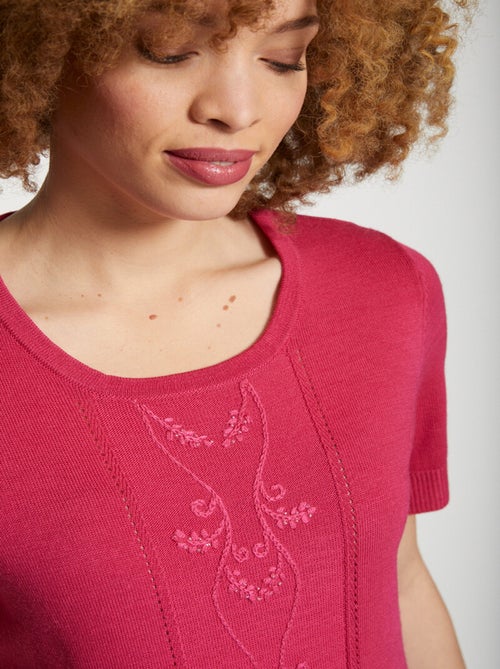 Suéter de manga corta bordado - AFIBEL - Kiabi