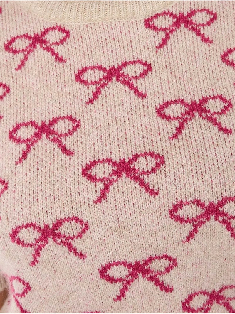 Suéter de manga corta con estampado de lazo Rosa - Kiabi